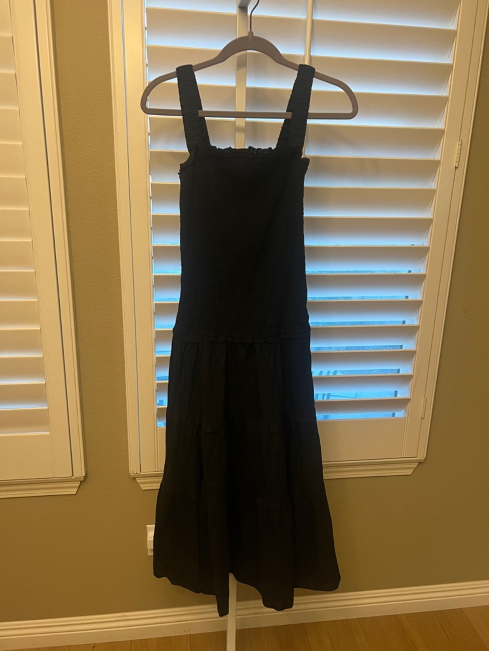 HYFVE Black Smocked Strap Maxi Dress